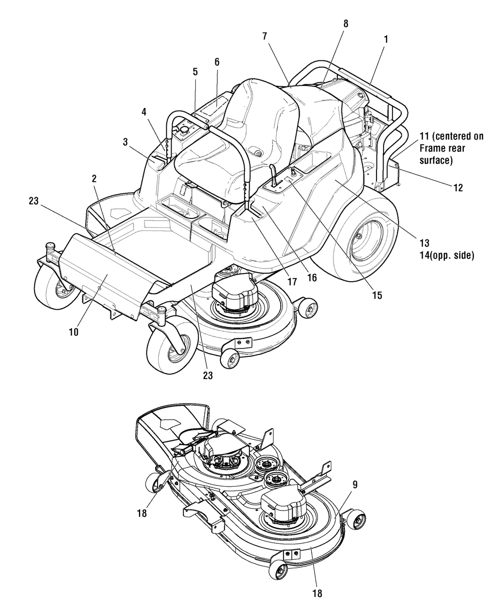 Decals (7502443) Diagram and Parts List for 950601060-7800820,ZTS7000 2011 Briggs and Stratton Lawn Tractor Accessories